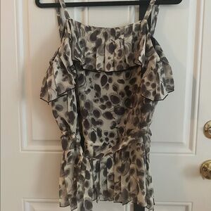 Anna Sui Grey Silk Blouse – Boho Luxe Sheer Flutter Top